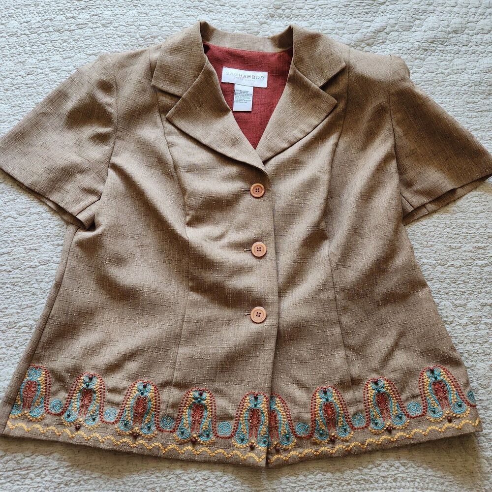 Boho Southwestern Vintage Top Womens 14 Embroidered Hem Cottagecore 90s Y2K - Picture 5 of 16